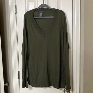 Dark green lightweight v-neck sweater